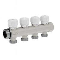 Коллектор с регул. вентилями 1"х4 вых. 3/4" нар. под &laquo;ЕВРОКОНУС&raquo;