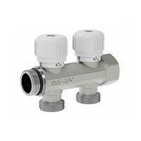 Коллектор с регул. вентилями 3/4"х2 вых. 3/4" нар. под &laquo;ЕВРОКОНУС&raquo;