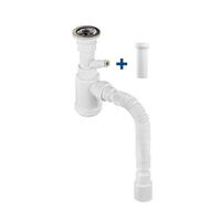 Сифон  для кухни 1 1/2"х40 (вып.с нерж.реш.,с/без отв.для стир.маш.),с  г. т. 40 х 32/40/50