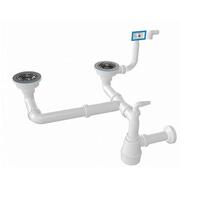 Сифон для мойки двойной3 1/2*разноуровневый с переливом.с отводом для стиральной машины