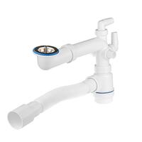 Сифон для умывальника 1 1/2"х40,ТЕЛЕСК. (вып.с нерж. реш.,4 отв.стир.маш) с г.т. 40х32/40/50