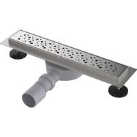 Трап для душа линейный 400х70мм с глянцевой мет.реш., сухой затвор, выход под 40/50мм Aquant