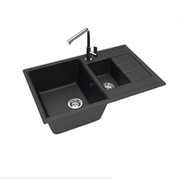 Мойка REDO кухонная кварцевая матовая 755*500*218  (черный) REDO