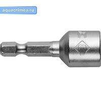 Биты ЗУБР "МАСТЕР" с торцовой головкой, магнитные, Cr-V, тип хвостовика E 1/4", 12х45мм, 2шт