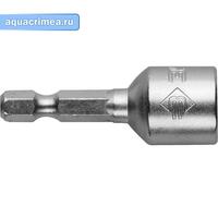 Биты ЗУБР "МАСТЕР" с торцовой головкой, магнитные, Cr-V, тип хвостовика E 1/4", 13х45мм, 2шт