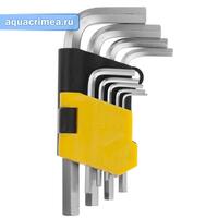 Набор ключи "MASTER" имбусовые короткие, Cr-V, HEX 1,5-10мм, 9 пред