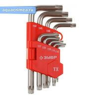 Набор ЗУБР Ключи "МАСТЕР" имбусовые короткие, Cr-V, сатинированное покрытие, пластик. держатель, TOR