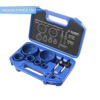 Набор "ПРОФЕССИОНАЛ", 6 коронок-чашек d 22, 28, 35, 44, 68, 73 мм, 2 державки со сверлами, ключ