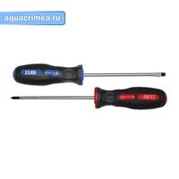 Отвертка 6 х 100 мм, шлиц SL, двухцвет. противоскол. ручка,магн. кончик, Профи