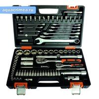 Набор инструментов, 1/2" , 1/4" , CrV, пластиковый кейс 82 предм