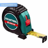 Рулетка KRAFTOOL X-Drive 8м / 25мм с ударостойким обрезиненным корпусом
