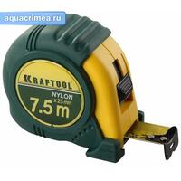 Рулетка с ударостойким обрезиненным корпусом, KRAFTOOL NYLON 7,5м / 25мм