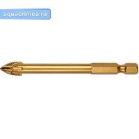 Сверло по кафелю, 4 режущие кромки, титановое покрытие, U-хвостовик под биту  5х71 мм