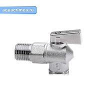 Кран шаровый угловой с удл.резьбой и отраж. хром НН 1/2х1/2 ручка AQUALINK