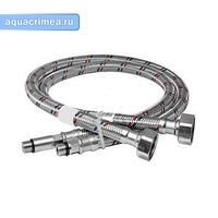 Подводка гибкая для смесителя 80 см (2 шт) стальная гайка AQUALINE