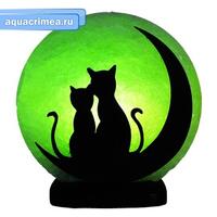 Солевая лампа "Коты на Луне" 3-4 кг цветная