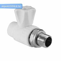 Кран шаровой для радиатора прямой 25 х 1/2 БЕЛЫЙ PPR