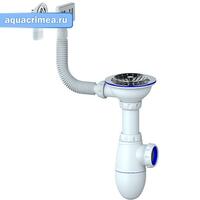 Сифон для мойки B410 P c выпуском 1 1/2 40 прямоугольным переливом без отвода