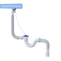 Сифон для ванны и глубокого поддона S 32 Р  прямоточный с переливом гибким соединением 40*40/50