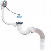 Сифон для ванны 1 1/2"х40 с выпуском и переливом с г/т 40х40/50