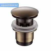 Выпуск для сифона click-clack цельномет. пробка 62мм с  переливом F60-4 (бронза)