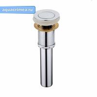 Выпуск для сифона click-clack цельномет. пробка 38мм с  переливом F66-2 (хром)
