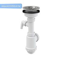 A446P Сифон для мойки с нержавеющей решёткой d115 и подводкой d50/40