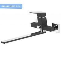 Смеситель для ванны и умывальника GRANO, хром/черный, однорычажный, d-35, L-образный изив 290мм