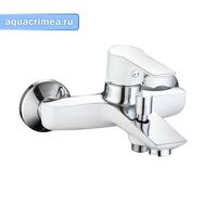 Смеситель для ванны настенный, OLIMP, хром/белый, однорычажный, d-35 дайвотер штоковый, латунь