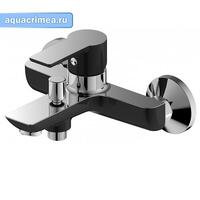 Смеситель для ванны настенный, OLIMP, хром/черный, однорычажный, d-35 дайвотер штоковый, латунь