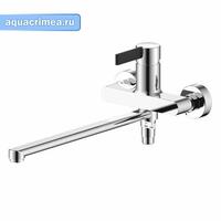 Смеситель для ванны и умывальника PERS, хром/чёрный, однорычажный, d-35,L-образный излив латунь