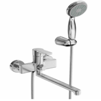 Смеситель Lemark Aura LM0651CH универсальный с плоским изливом 300мм,  дивертор с кер. пласт., хром