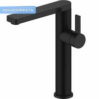 Смеситель д/умывальника набортный,под чашу NERO,черный однорычаж, d--35 латунь,гибк.подводка 50см