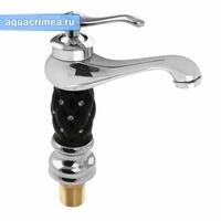 Смеситель для раковины , ЧЁРНЫЙ - ХРОМ , со стразами , шаровый, код: 114