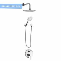 Смеситель + тропический душ встраиваемый , с двумя круглыми лейками, хромированный, код: 3072