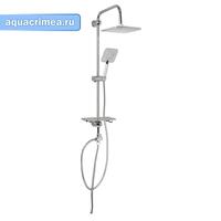 Стойка душевая "тропический душ" с двумя лейками , квадратная с полосками