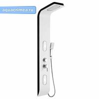 Душевая панель-"тропический душ" с двумя лейками, БЕЛАЯ С ЧЕРНЫМ ЭМАЛЬ,корпус из  нерж. марка 304