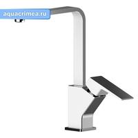 Смеситель для кухни набортный, GRANO, хром/белый, однорычажный, d-35 латунь