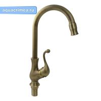 Смеситель для кухни, под  состаренную БРОНЗУ, высокий излив, шаровый