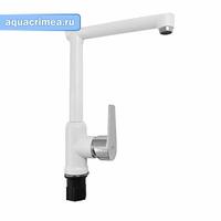 Смеситель на кухню,боковой Г-образный излив, шаровый  из высокопроч. пластика АБС -белый