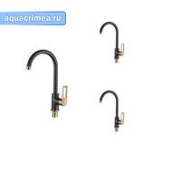 Смеситель Snowdonia д/кухни шар. с высоким изливом черный с золотом