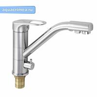 Смеситель кухонный классический ,с переключением воды на корпусе шаровый , с двойным выпуском воды