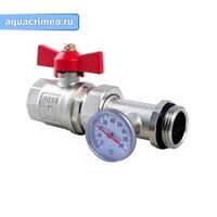 Кран шаровый американкой и ТЕРМОМУТРОМ вн 1" красная бабочка GF 7100M6N10100RA