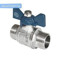 Кран шаровый никель НН 1/2" бабочка AQUALINK