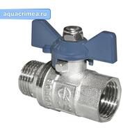 Кран шаровый с американкой прямой никель 3/4" бабочка AQUALINK
