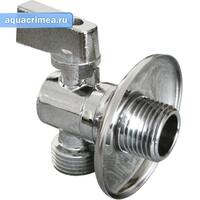 Кран шаровый угловой с удл.резьбой и отраж. хром НН 1/2х3/4 ручка AQUALINK