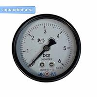 Манометр 1/4" с задним подключением 0-6 bar Ду 63 аксиальный