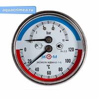 Термоманометр 1/2" или 1/4" с задним подключением 0-10 Атм