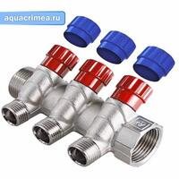 Коллектор с отсекающими кранами, 3/4"х2 вых. 1/2" нар. AQUALINK