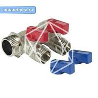 Коллектор с отсекающими кранами 3/4"х2 вых. 1/2" нар.